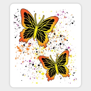 Beautiful Butterflies with Colorful Splatters Sticker